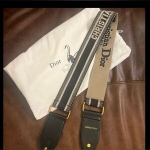 D  Beige and navy Belt Bag Strap